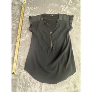 Express Top Womens S Black Sleeveless Exposed Zipper Rocker Minimalist